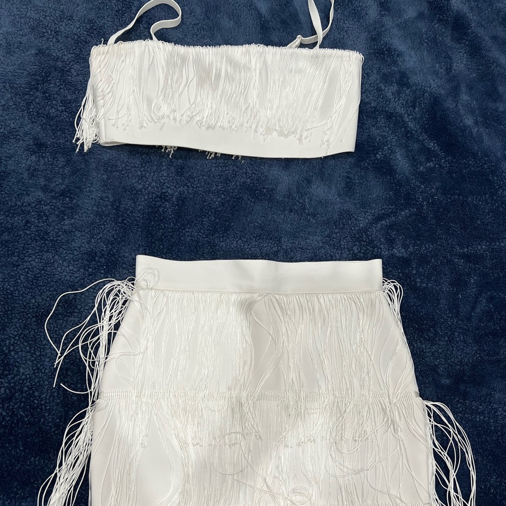 White two piece skirt set